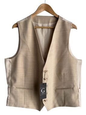 Grafton Suit Vest Waistcoat Mens 2X Beige Cream Formal Wedding Prom Event NWT